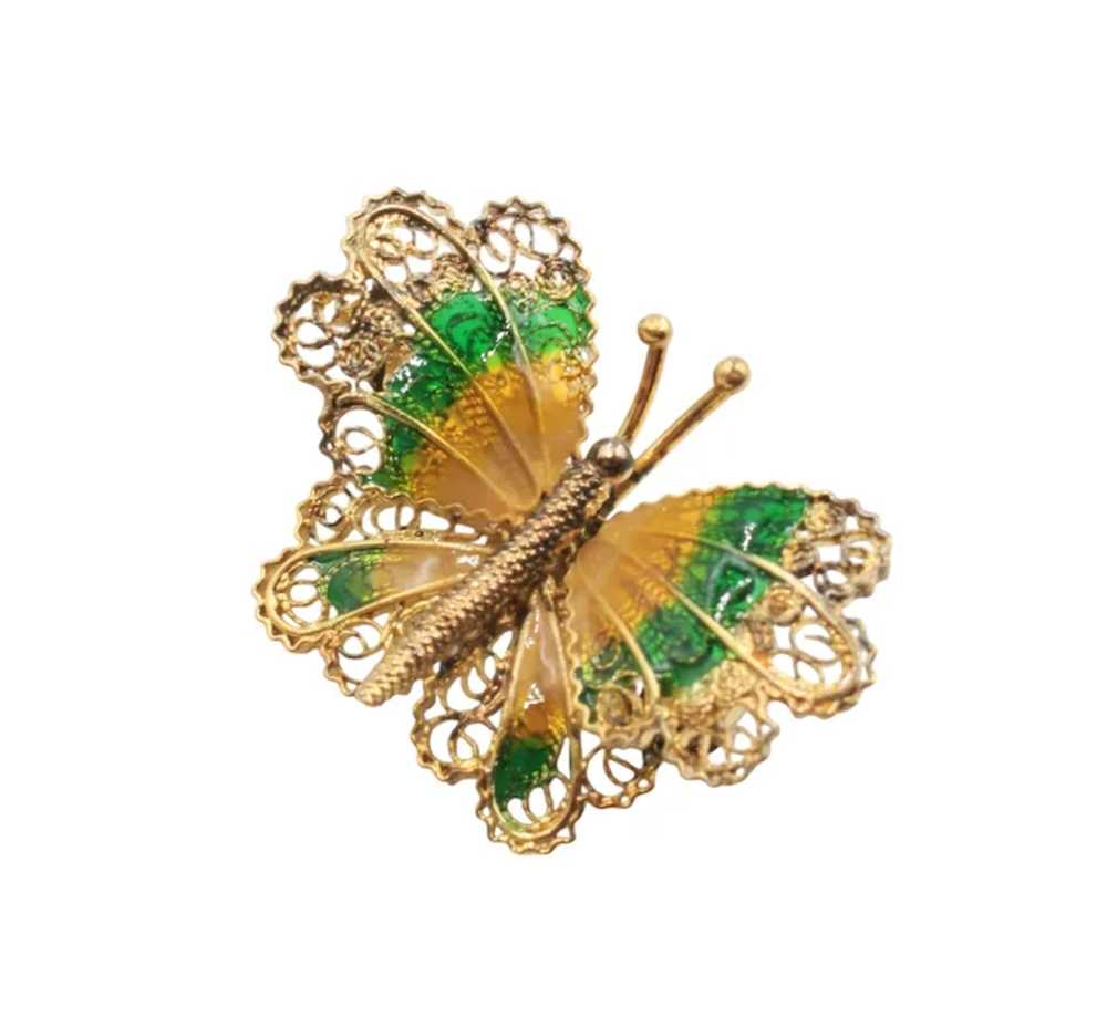 Brooch Pin .925 Signed PPC Butterfly Cannetille F… - image 3