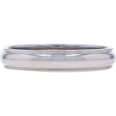 White Gold Men's Wedding Band - 10k Milgrain Ring… - image 1