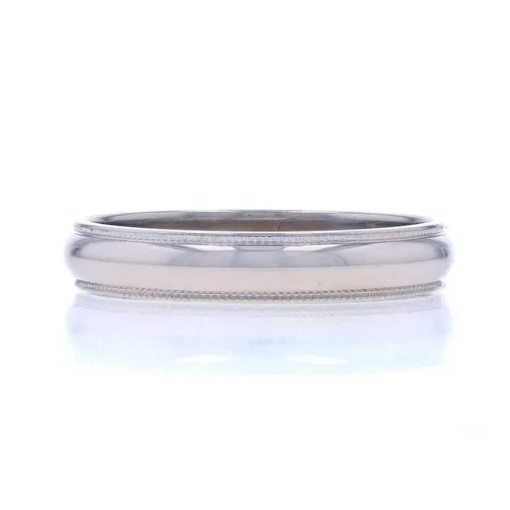 White Gold Men's Wedding Band - 10k Milgrain Ring… - image 3