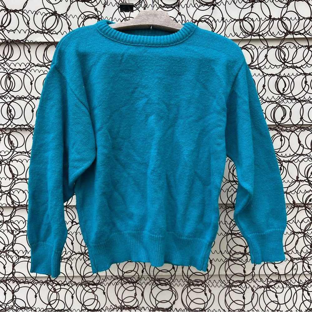 Vintage 80s Pickett and Post Teal Blue Green knit… - image 1