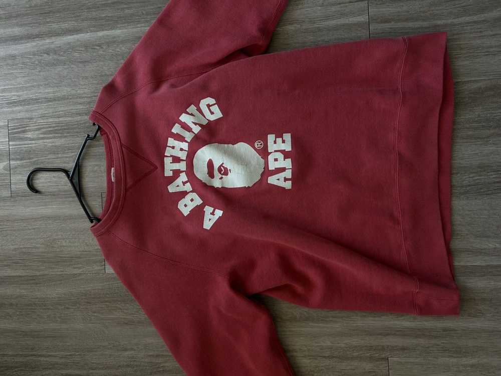 Bape Red BAPE vintage college crewneck - image 1