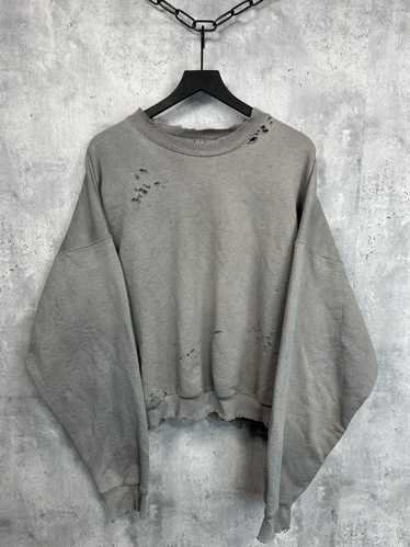 Vintage Thrashed Faded Crewneck Sweatshirt Croppe… - image 1