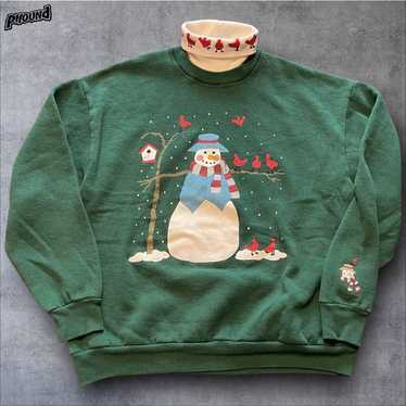 Orvis Vtg Orvis L Christmas Sweatshirt Snowman Us… - image 1