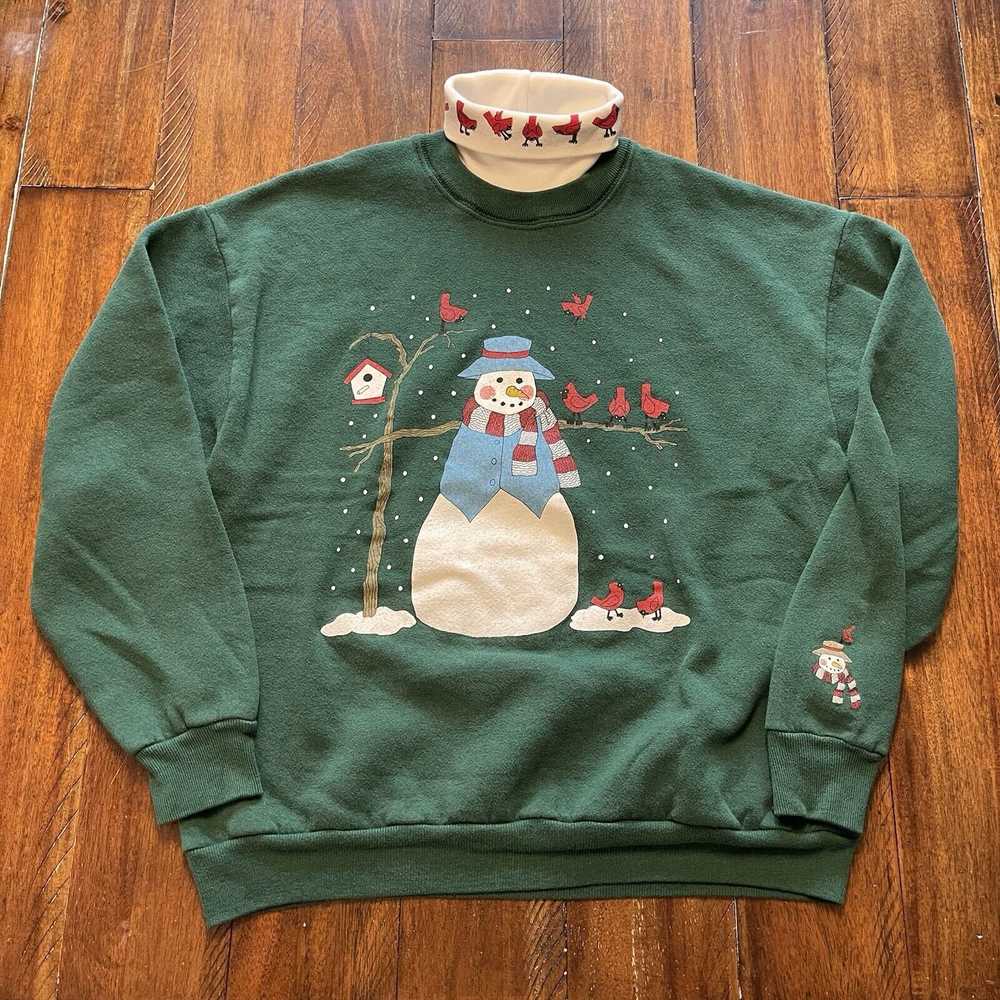 Orvis Vtg Orvis L Christmas Sweatshirt Snowman Us… - image 2