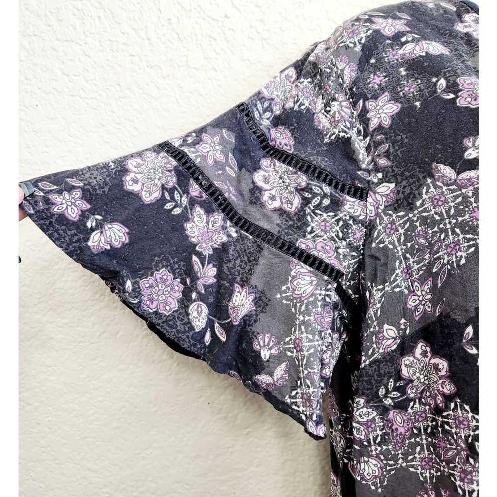 Other Cato Black Purple White Floral Short Bell S… - image 2