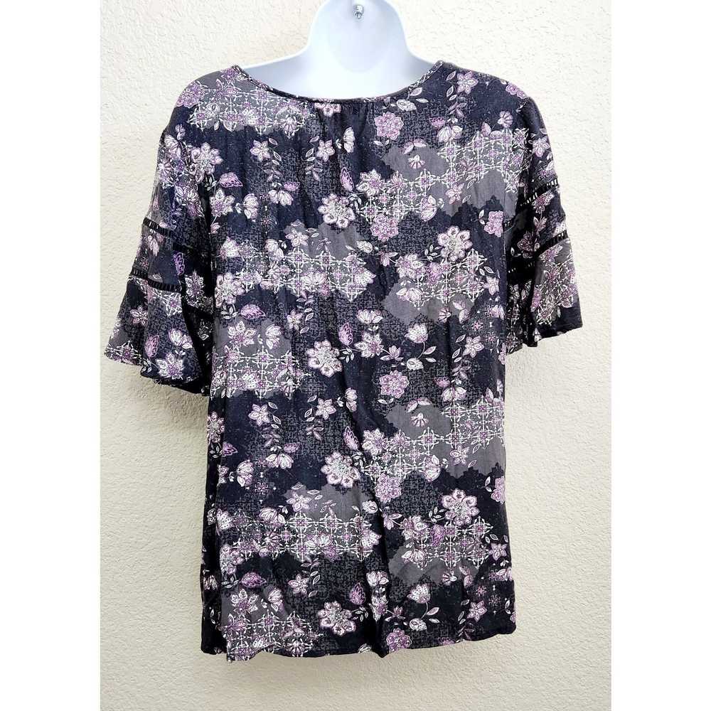 Other Cato Black Purple White Floral Short Bell S… - image 3