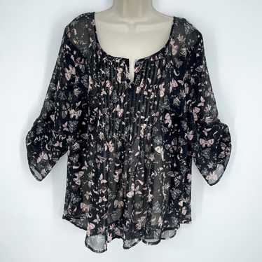 Other Torrid Sheer Butterflies Floral Tunic Top Sz