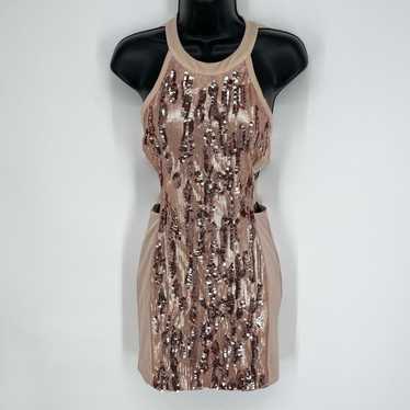 Bebe bebe Textured Sequins Halter Bodycon Dress Si