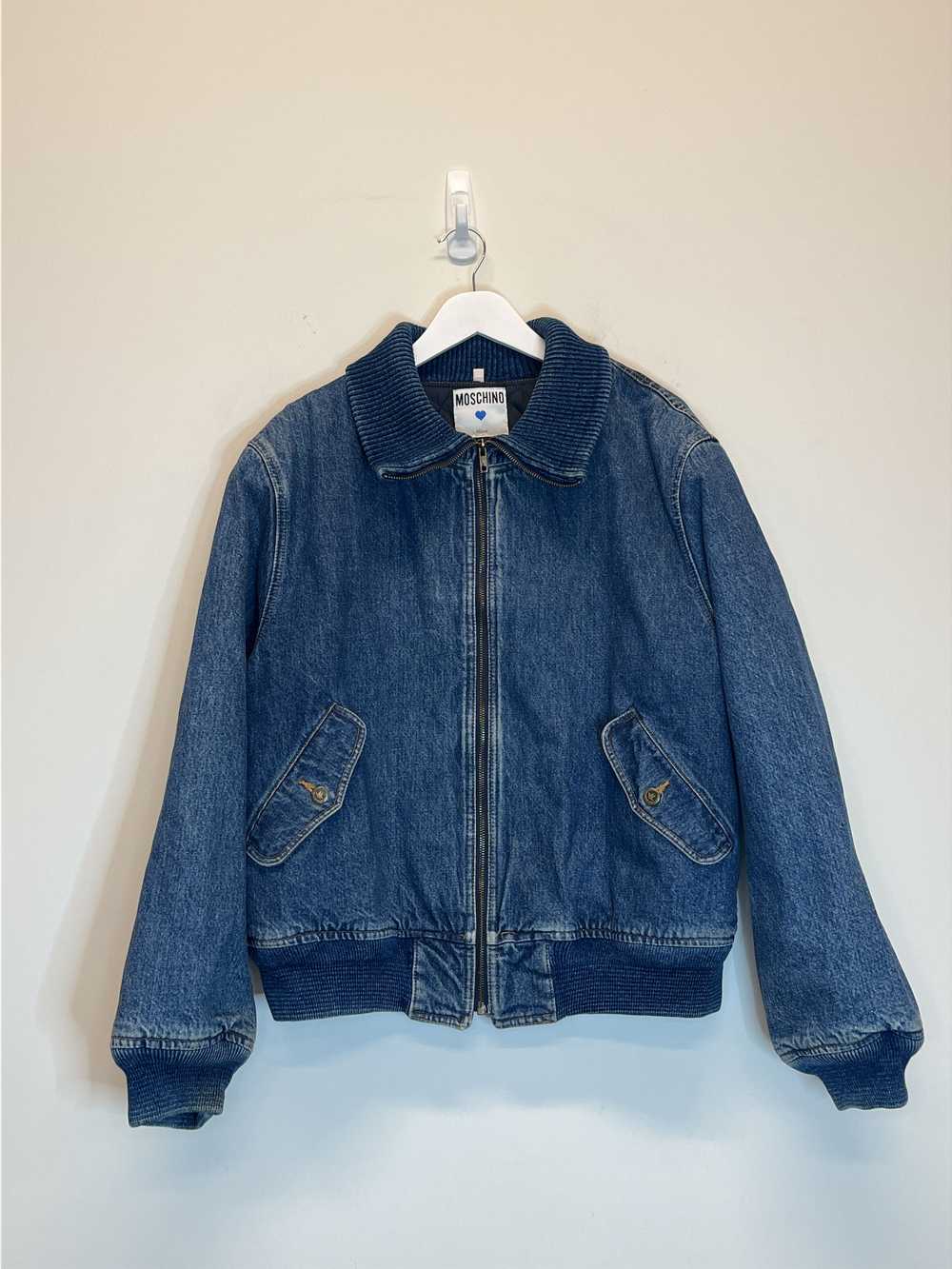 Moschino Zip Front Denim Bomber Jacket - image 1