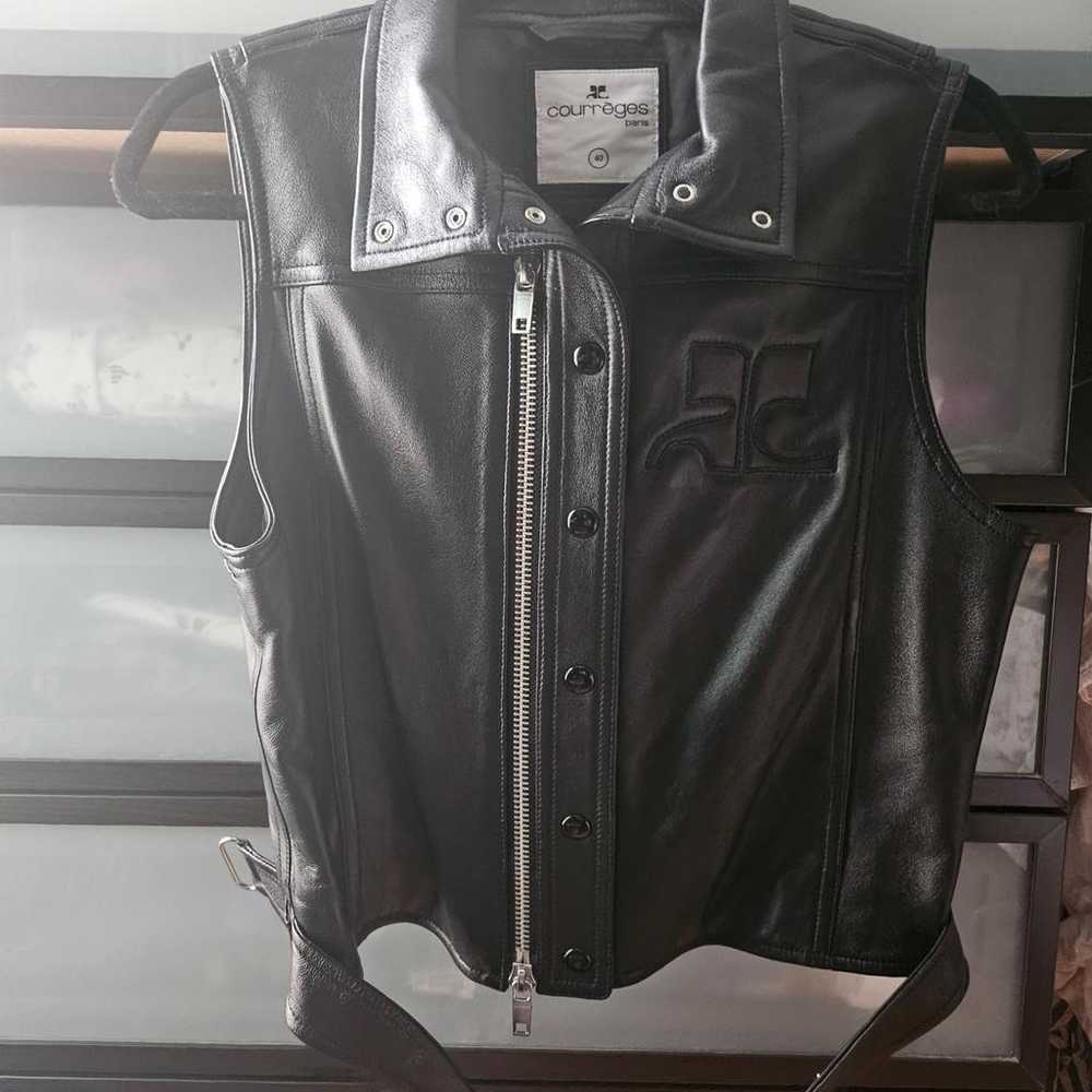 Courrèges Leather biker jacket - image 2