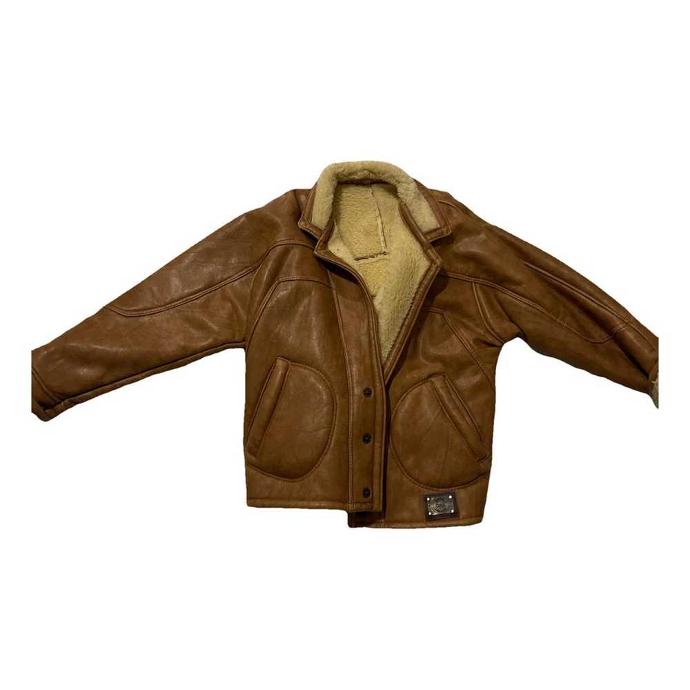 Non Signé / Unsigned Leather peacoat - image 1