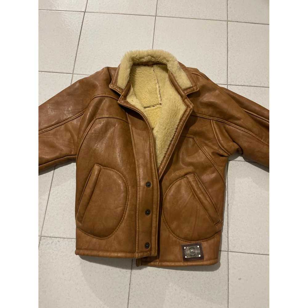 Non Signé / Unsigned Leather peacoat - image 2