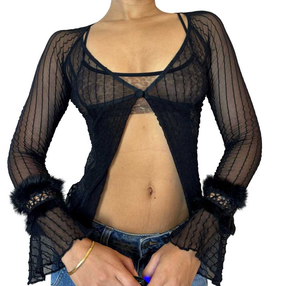 Vintage 00s Black Mesh Cardigan (XS/S) - image 1