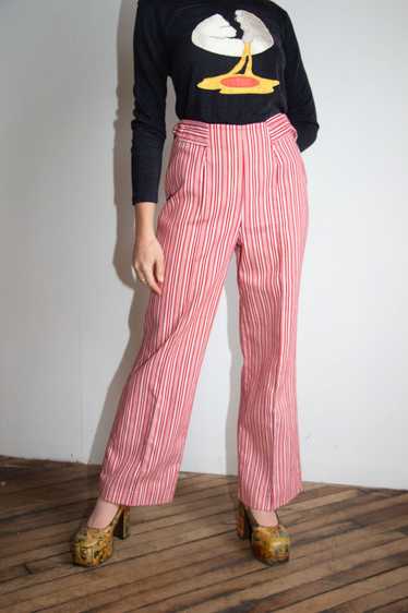 Vintage 1960's - 70's Red and White Striped Pants