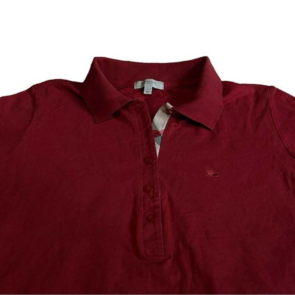 Burberry Burberry Designer Burgundy Polo Shirt - image 3