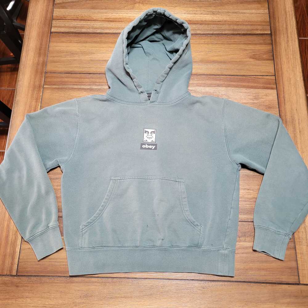 Obey Obey LS Pullover Dark Green Hoodie - Size Sm… - image 1