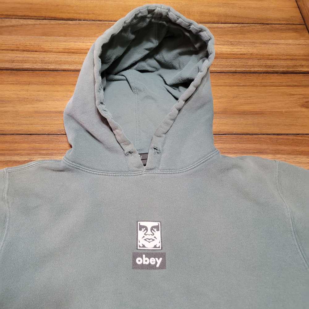 Obey Obey LS Pullover Dark Green Hoodie - Size Sm… - image 2