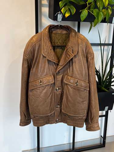 Ermenegildo Zegna Zegna Brown Leather Pilot Jacket