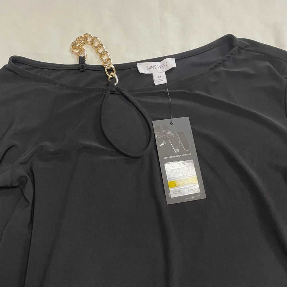 Nine West NWT New Nine West Black Gold Chain Asym… - image 7