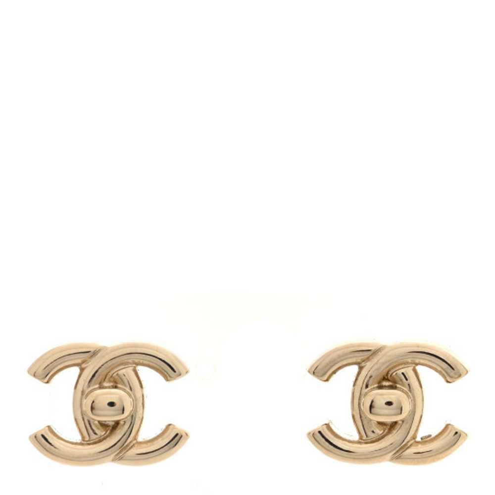 CHANEL Metal CC Turnlock Earrings Gold - image 1