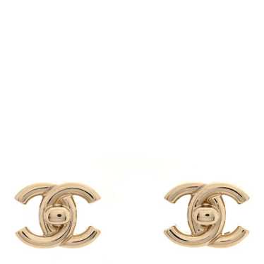 CHANEL Metal CC Turnlock Earrings Gold - image 1