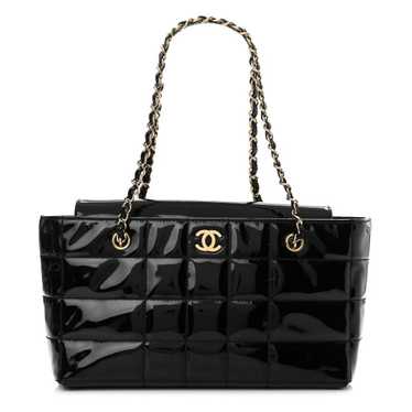 CHANEL Patent Chocolate Bar CC Tote Black