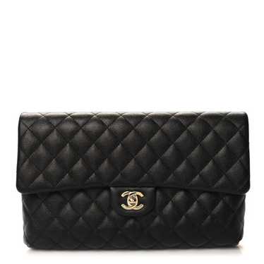 CHANEL Caviar Quilted Flap Clutch Black