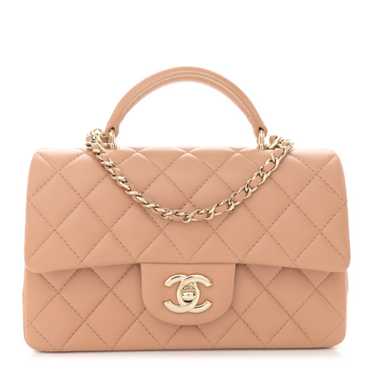 CHANEL Lambskin Quilted Mini Top Handle Rectangula