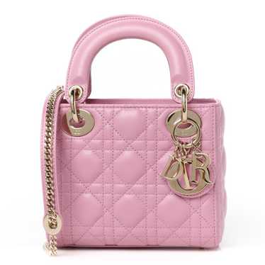 CHRISTIAN DIOR Lambskin Cannage Mini Lady Dior Lig