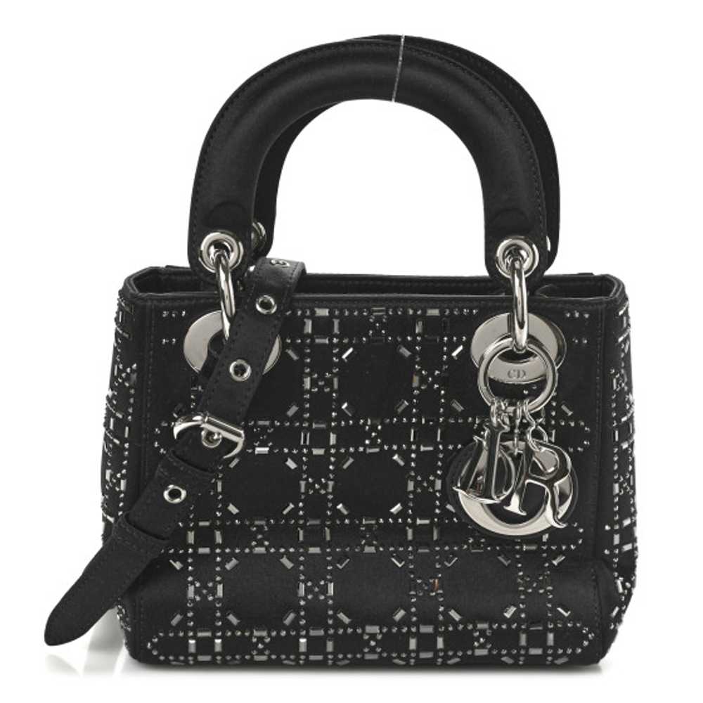 CHRISTIAN DIOR Satin Crystal Cannage Mini Lady Di… - image 1