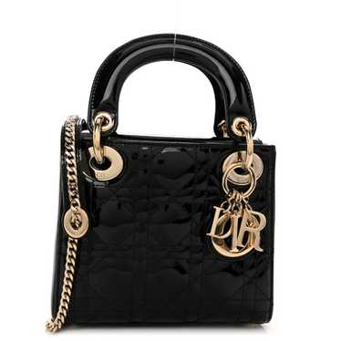 CHRISTIAN DIOR Patent Cannage Mini Lady Dior Black