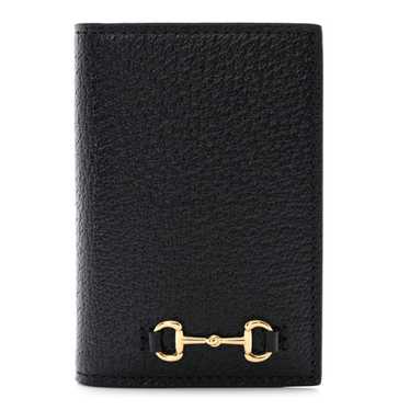 GUCCI Textured Dollar Calfskin Horsebit Card Holde