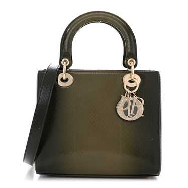 CHRISTIAN DIOR Snakeskin Medium Lady Dior Green