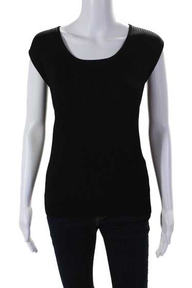 St. John Womens Ribbed Sleeveless Tank Black Size 