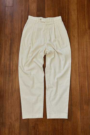 1990's LANDS END WHITE CORDUROY TROUSERS | SIZE 27