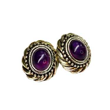 Vintage 80s Vintage Avon Purple & Gold Stud Earrin