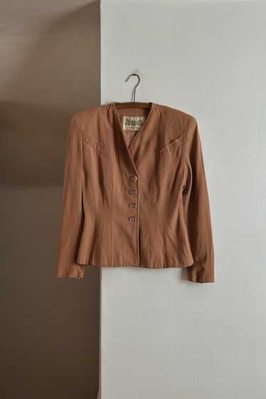 1940's TAILORED CAMEL PEPLUM BLAZER