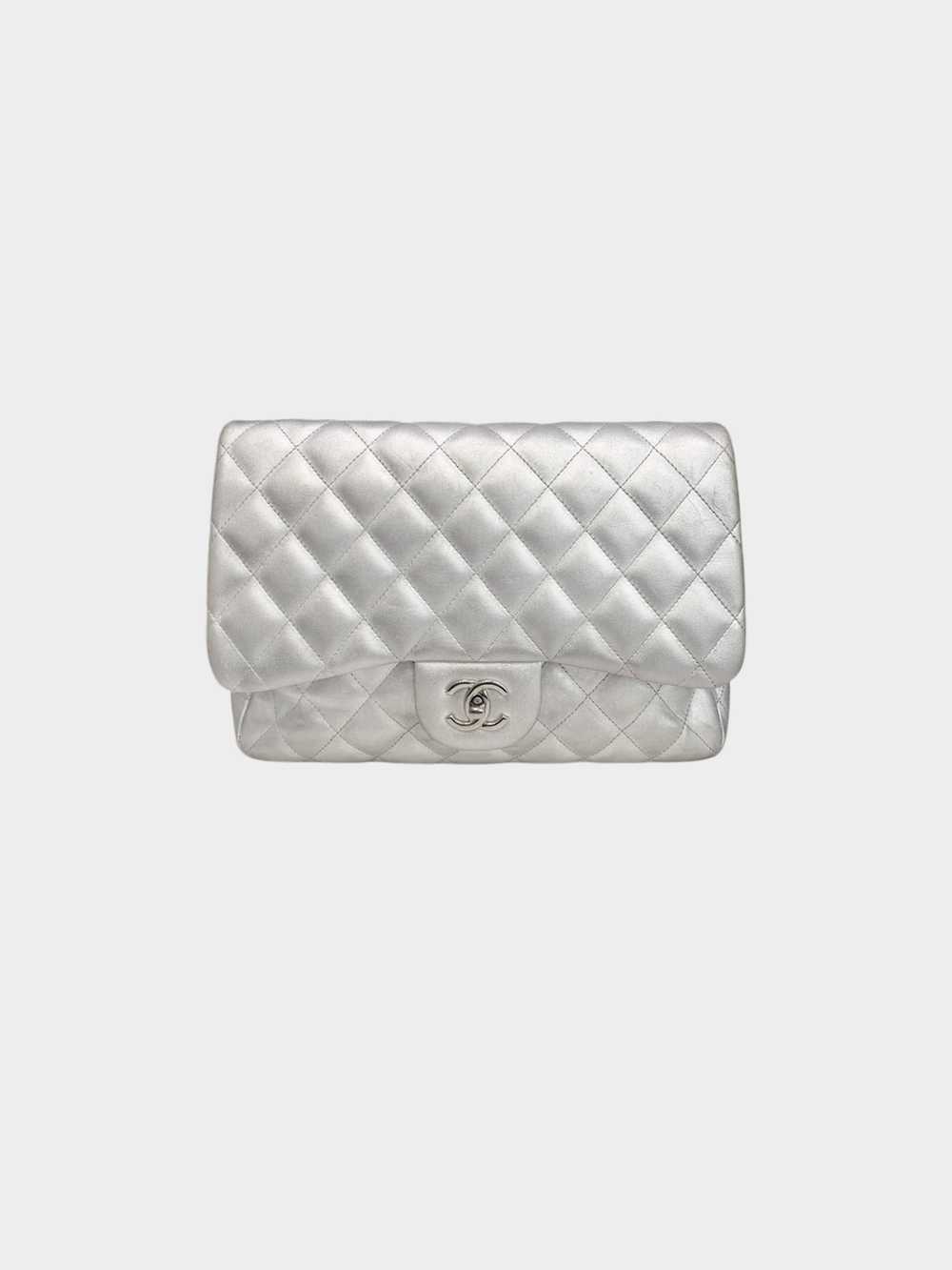 Chanel 2009-2010 Metallic Silver Lambskin Classic… - image 1