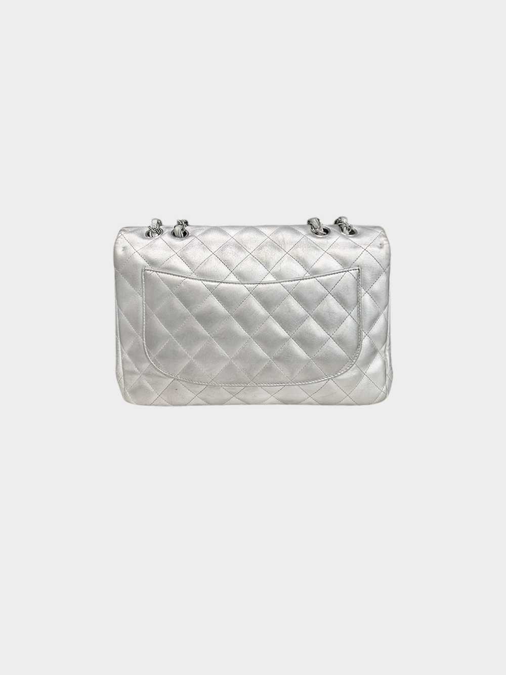 Chanel 2009-2010 Metallic Silver Lambskin Classic… - image 2