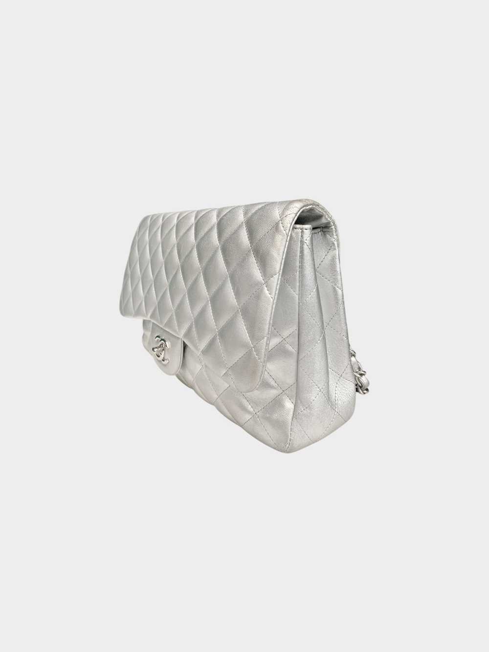 Chanel 2009-2010 Metallic Silver Lambskin Classic… - image 3