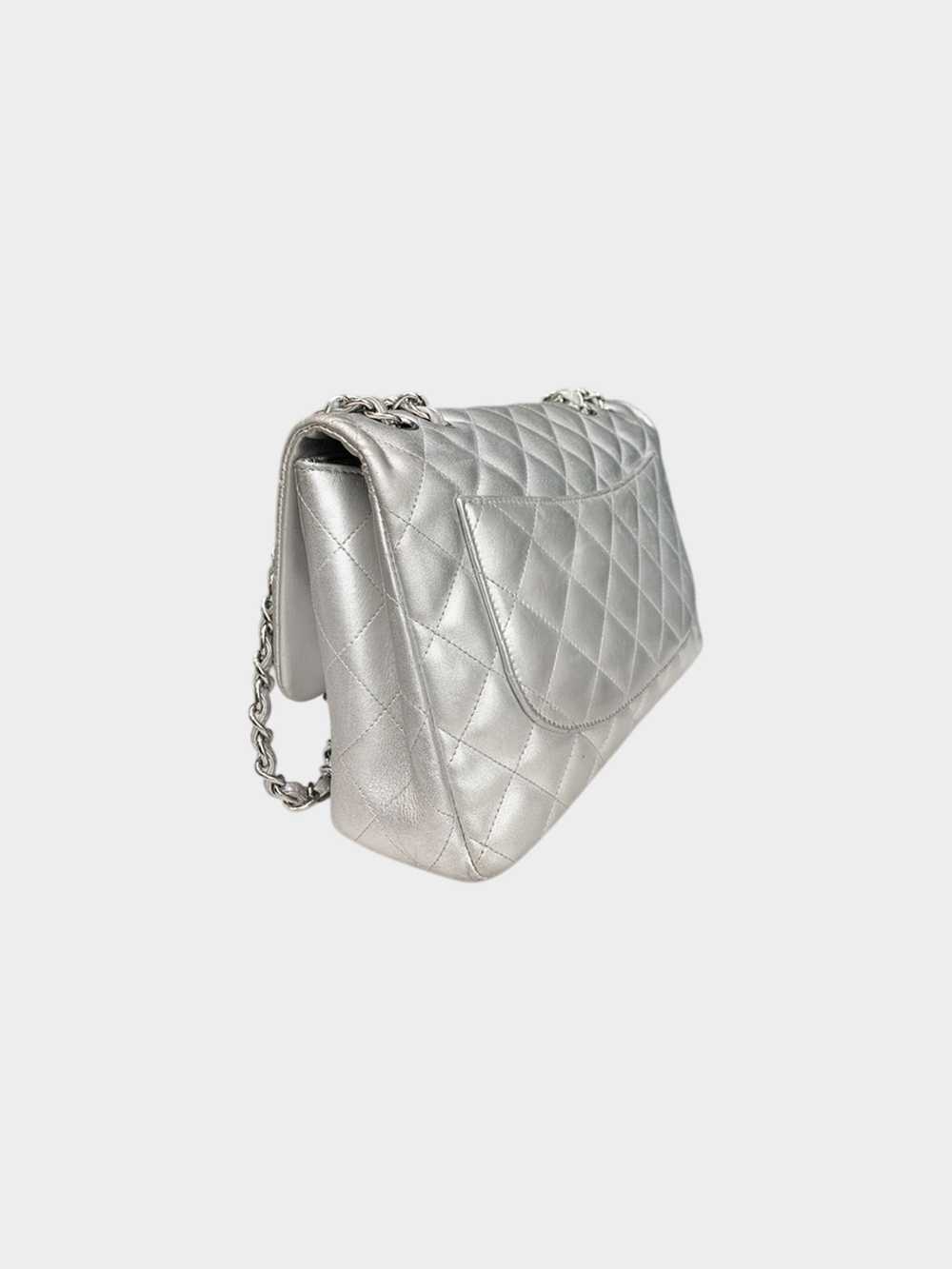 Chanel 2009-2010 Metallic Silver Lambskin Classic… - image 5