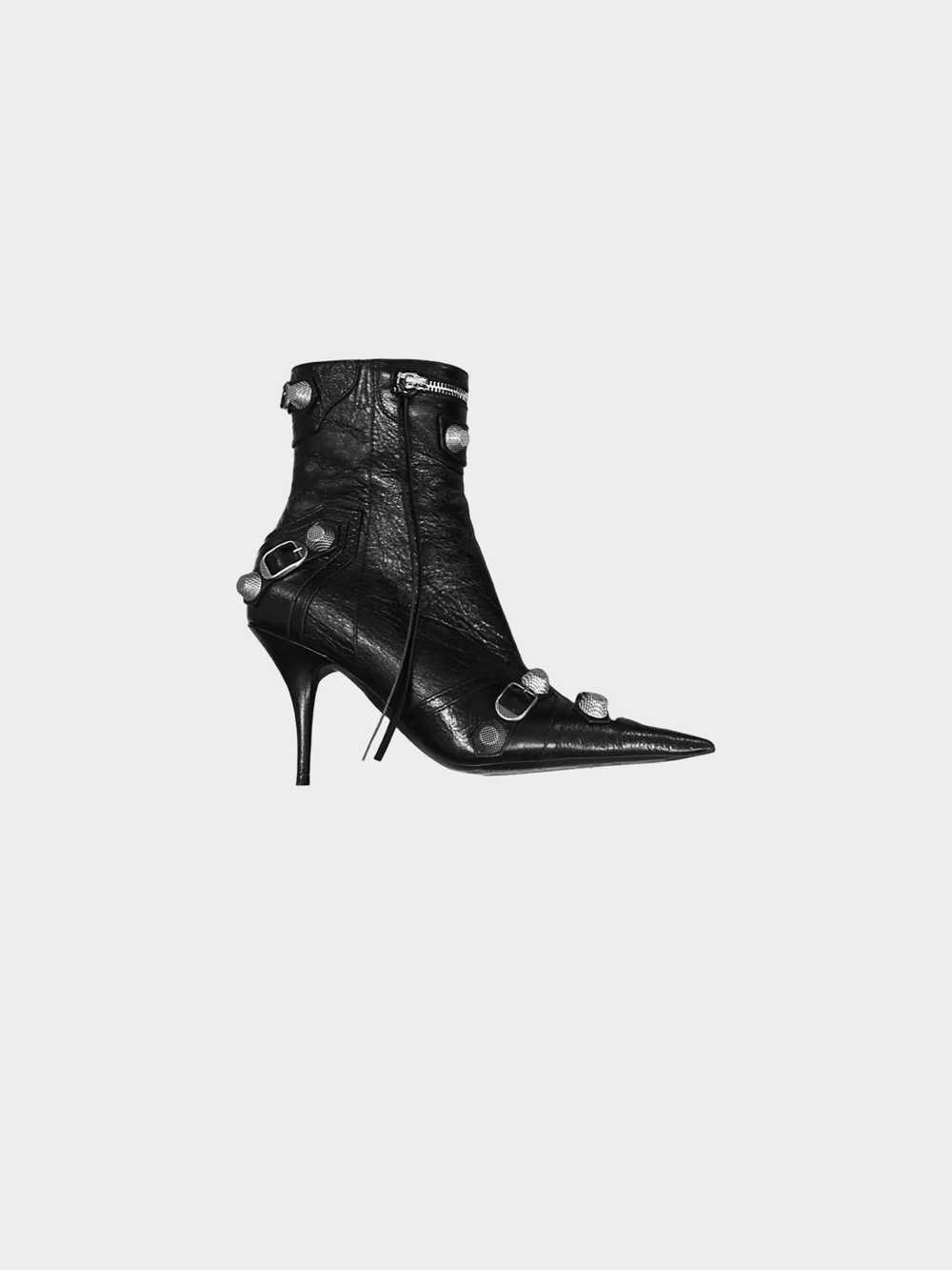 Balenciaga 2024 Black Leather Cagole Bootie - image 1