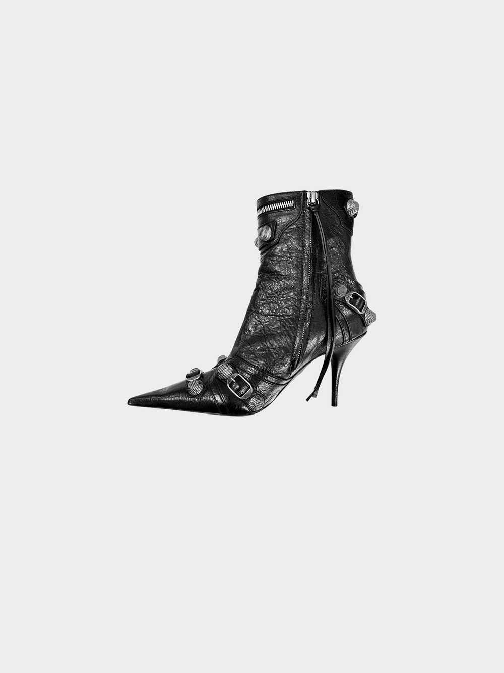 Balenciaga 2024 Black Leather Cagole Bootie - image 2