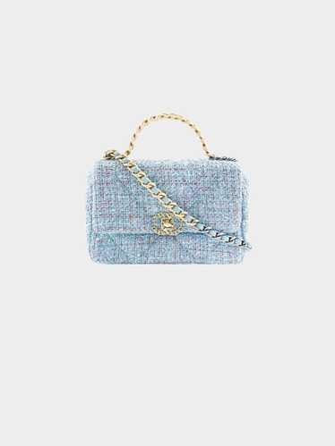 Chanel 2021 Blue Tweed Quilted Flap Bag