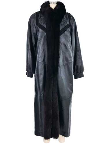 Nina Ricci Fur Trimmed Leather Overcoat