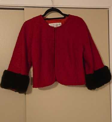 Trina Turk Trina Turk Red and Faux Fur Mohair & Wo