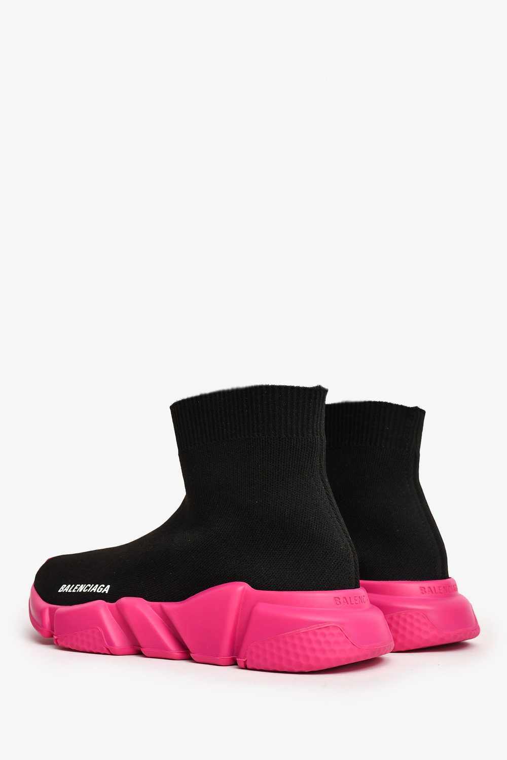 Balenciaga Black/Pink Knit Speed Sneakers Size 38 - image 4