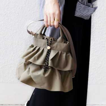 SHIPS 2WAY Nylon Frill Duffle Bag Beige