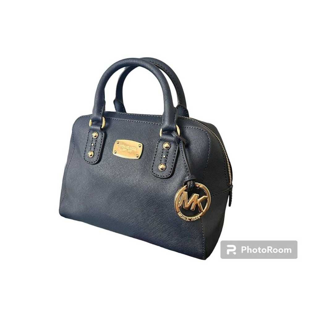 Michael Kors Safiano Satchel Navy with Gold Hardw… - image 1