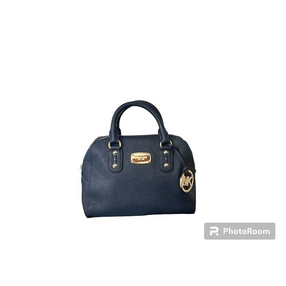 Michael Kors Safiano Satchel Navy with Gold Hardw… - image 4